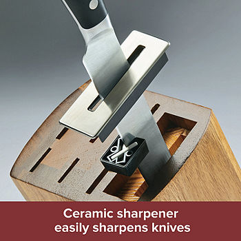 8-Piece Japanese Steel Knife Block Set with Built in Sharpener