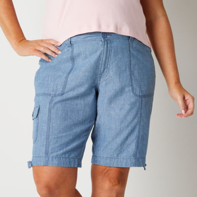 St. John's Bay Cargo Womens Mid Rise Bermuda Short-Plus