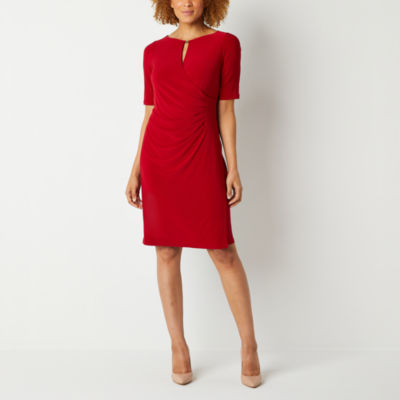 Black Label by Evan-Picone Short Sleeve Sheath Dress, Color: Crimson ...