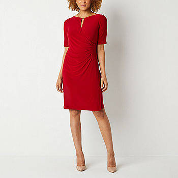 Black Label by Evan-Picone Short Sleeve Sheath Dress, Color: Crimson -  JCPenney