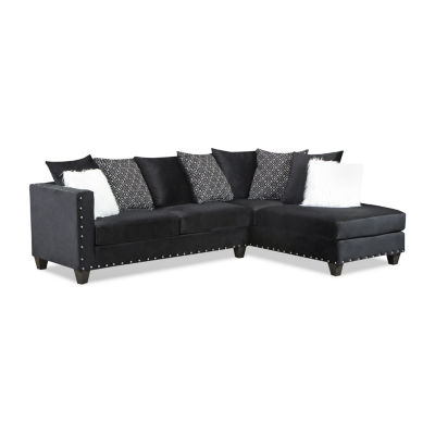 Megan Velvet Sofa and Chaise Sectional