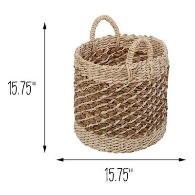 Honey-Can-Do Large Natural Tea Stained Wicker Storage Round Baskets