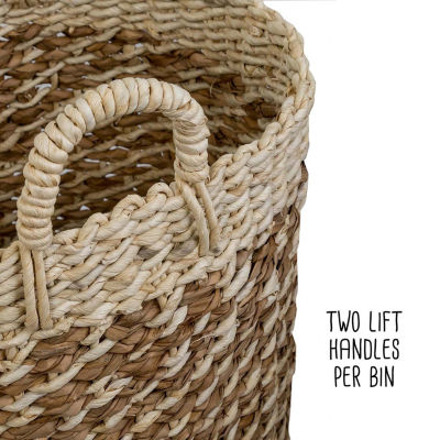 Honey-Can-Do Large Natural Tea Stained Wicker Storage Round Baskets