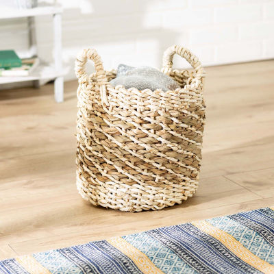 Honey-Can-Do Small Natural Tea Stained Wicker Storage Round Baskets