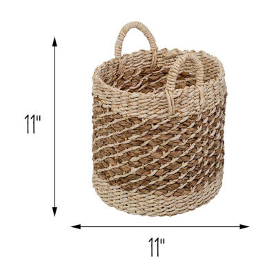 Honey-Can-Do Small Natural Tea Stained Wicker Storage Round Baskets