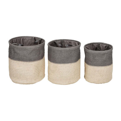 Honey-Can-Do Gray And Natural Laundry 3-pc. Paper 3-Compartment Hamper