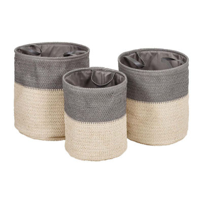 Honey-Can-Do Gray And Natural Laundry 3-pc. Paper 3-Compartment Hamper