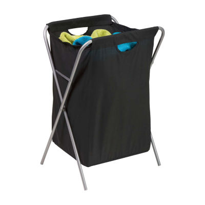 Honey-Can-Do Black And Silver X-Frame Laundry Folding Single Compartment Hamper