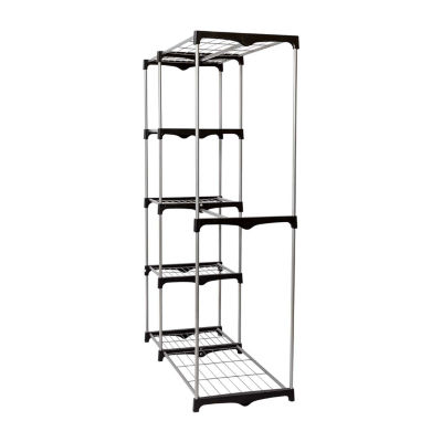 Honey-Can-Do Silver And Black With Double Bar And 5-Shelf Portable Closet