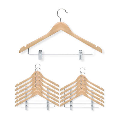 Honey-Can-Do Maple Finish Wood Clip Suit 12-pc. Wood Hangers