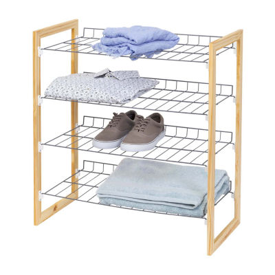 Honey-Can-Do Natural And Chrome 4-Tier 4-Shelf Shoe Rack