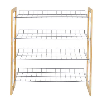 Honey-Can-Do Natural And Chrome 4-Tier 4-Shelf Shoe Racks