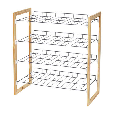 Honey-Can-Do Natural And Chrome 4-Tier 4-Shelf Shoe Rack