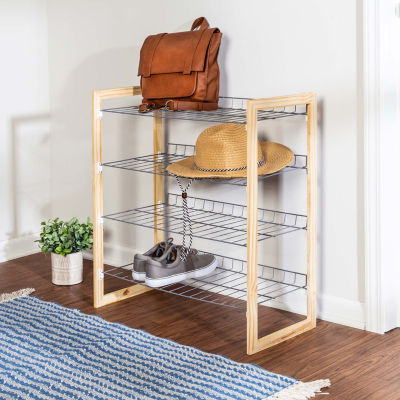 Honey-Can-Do Natural And Chrome 4-Tier 4-Shelf Shoe Rack