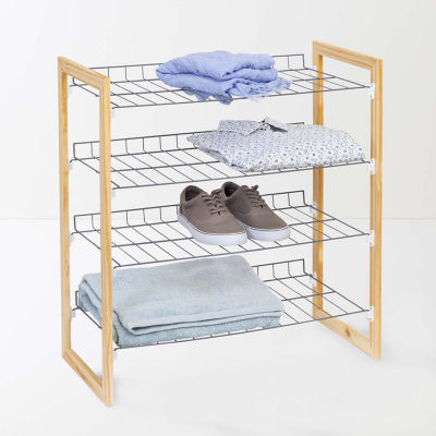 Honey-Can-Do Natural And Chrome 4-Tier 4-Shelf Shoe Rack