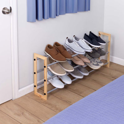 Honey-Can-Do Natural And Chrome 3-Tier Expandable 3-Shelf Shoe Rack