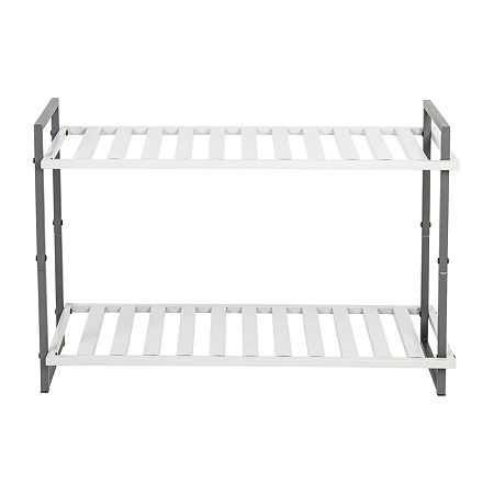 Honey-Can-Do Gray 2-Tier Metal 2-Shelf Shoe Rack, One Size, Gray