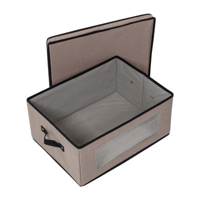 Honey-Can-Do Gray Fabric With Lid Clear-View Window And Removable Dividers Folding Storage Boxes