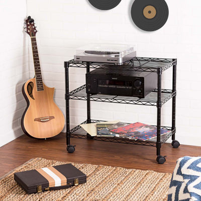 Honey-Can-Do Black 3-Tier Media Shelf Carts