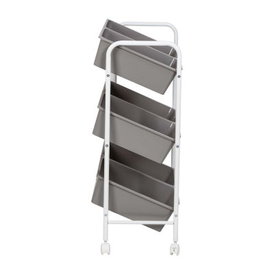 Honey-Can-Do Gray And White 6-Bin Rolling Shelf Carts