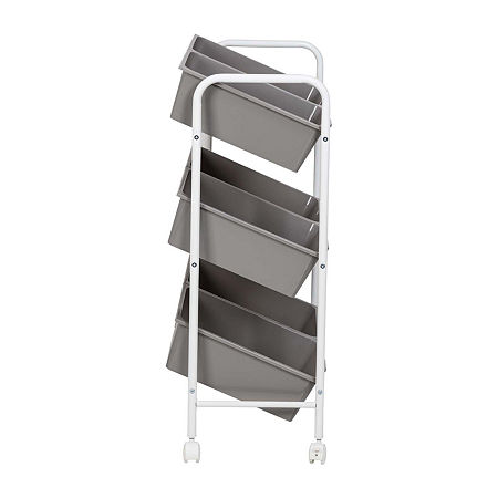 Honey-Can-Do Gray And White 6-Bin Rolling Shelf Cart, One Size, Gray