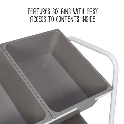 Honey-Can-Do Gray And White 6-Bin Rolling Shelf Carts