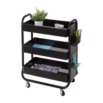 Honey-Can-Do Black Craft With Wheels Pegboard Shelf  And  Metal Basket Shelf Carts