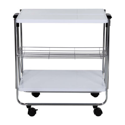 Honey-Can-Do White And Chrome Folding Kitchen Shelf Carts