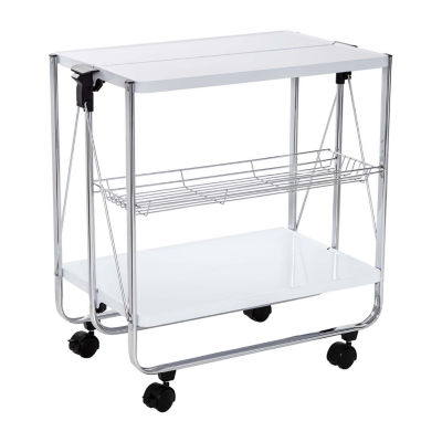 Honey-Can-Do White And Chrome Folding Kitchen Shelf Carts