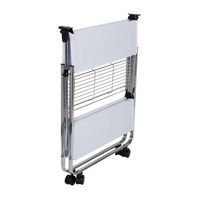 Honey-Can-Do White And Chrome Folding Kitchen Shelf Carts