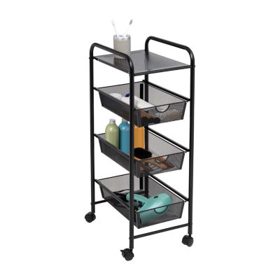 Honey-Can-Do Black Metal Mesh 3-Drawer Shelf Carts