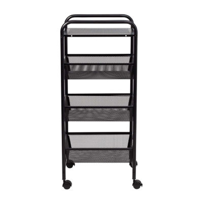 Honey-Can-Do Black Metal Mesh 3-Drawer Shelf Carts