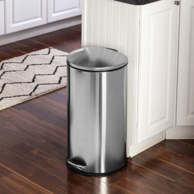 Honey-Can-Do 30l Stainless Steel Semi-Round Step Trash Can