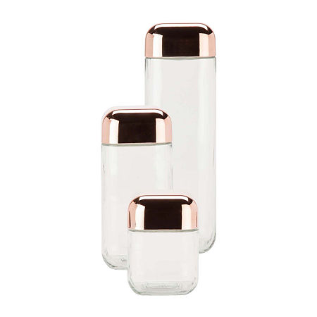 Honey-Can-Do Copper Lid Clear Glass 3-pc. Canister, One Size, White