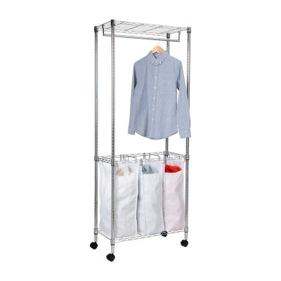 Honey-Can-Do Chrome Rolling Triple Laundry Sorter