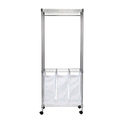 Honey-Can-Do Chrome Rolling Triple Laundry Sorter