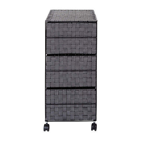 Honey-Can-Do Rolling Black Woven 3-Drawer 3-Compartment Rolling Rectangular Drawer Storage, One Size, Black