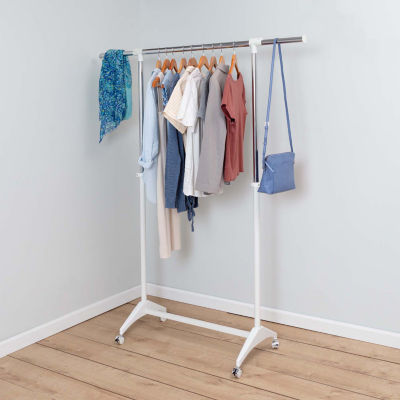 Honey-Can-Do White Expandable Rolling Garment Racks