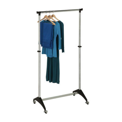 Honey-Can-Do Chrome & Black Adjustable Rolling Garment Racks