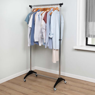 Honey-Can-Do Chrome & Black Adjustable Rolling Garment Racks