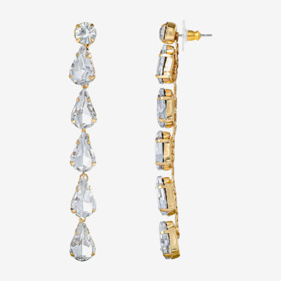 JS Jessica Simpson Gold Tone Linear Womens Glass Drop Earrings