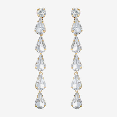 JS Jessica Simpson Gold Tone Linear Womens Glass Drop Earrings