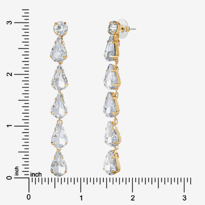 JS Jessica Simpson Gold Tone Linear Womens Glass Drop Earrings