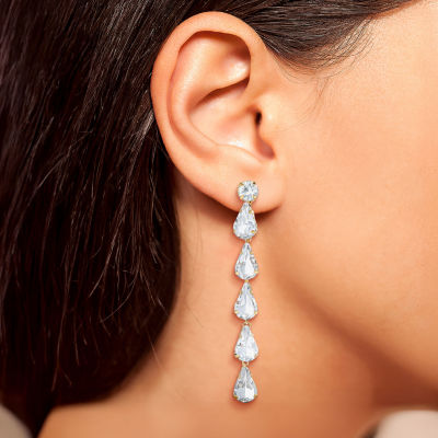 JS Jessica Simpson Gold Tone Linear Womens Glass Drop Earrings