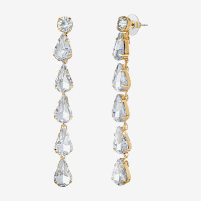 JS Jessica Simpson Gold Tone Linear Womens Glass Drop Earrings