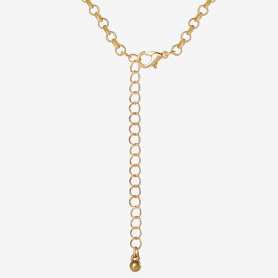 JS Jessica Simpson Gold Tone Charm Womens Multi Color Glass Alloy Heart 16 Inch Pendant Necklace