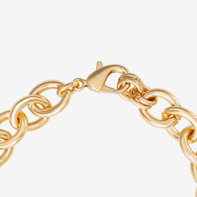 JS Jessica Simpson Gold Tone Leopard Print Womens Multi Color Glass Butterfly Heart Charm Bracelet