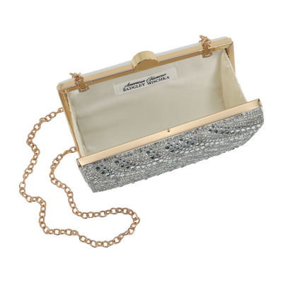 American Glamour Badgley Mischka Crystal  Tab Beaded Clutch