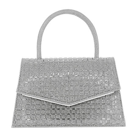American Glamour Badgley Mischka Crystal Flap Beaded Clutch In Silver