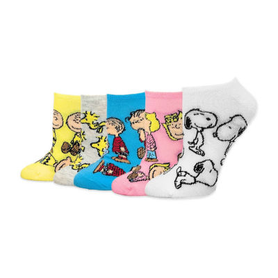 Womens Multi-Pack 5 Pair Peanuts Snoopy Low Cut Socks